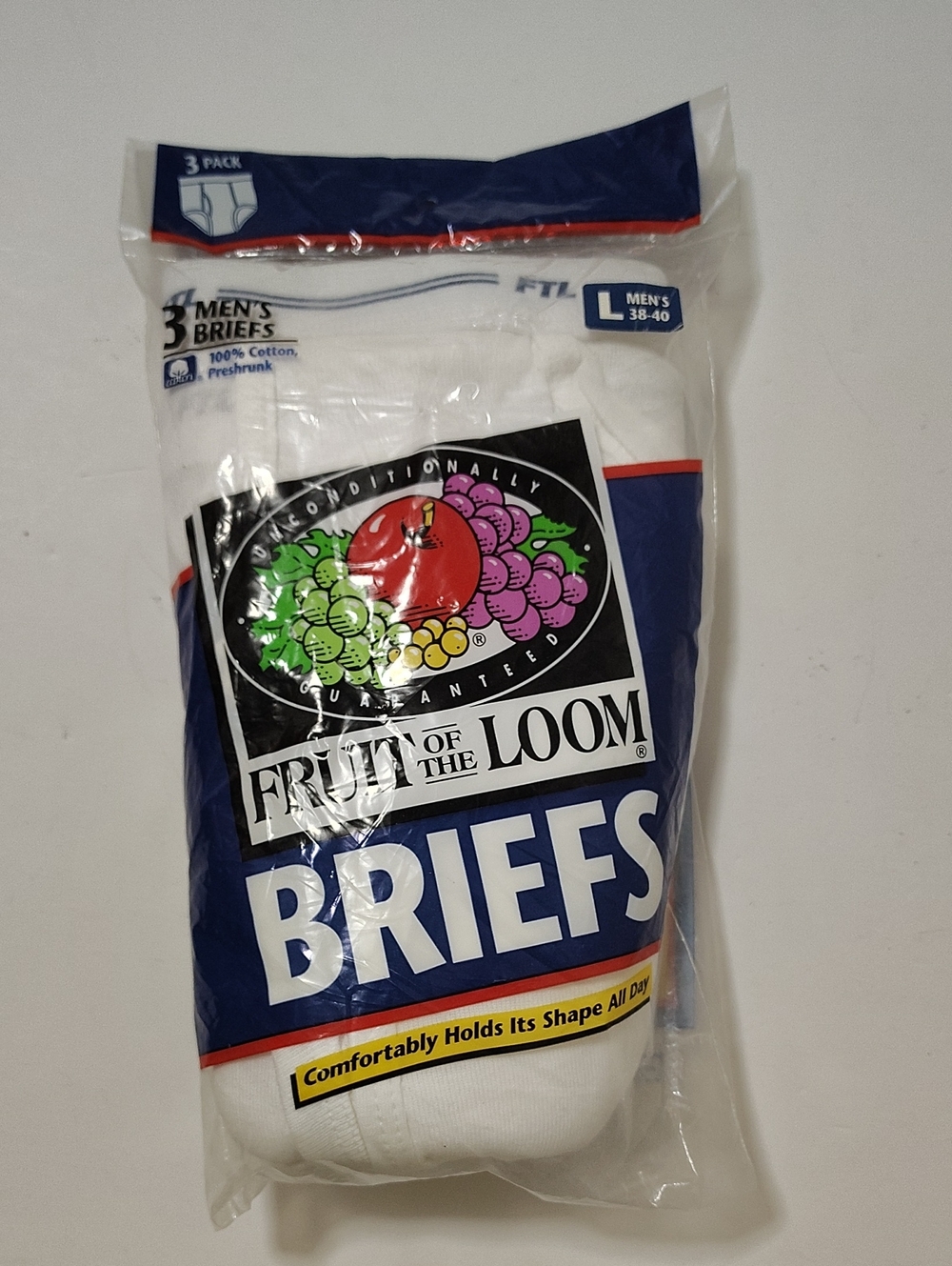 Vintage Fruit of the Loom FTL White Mens Briefs - 3 Pack - Size L 38-40